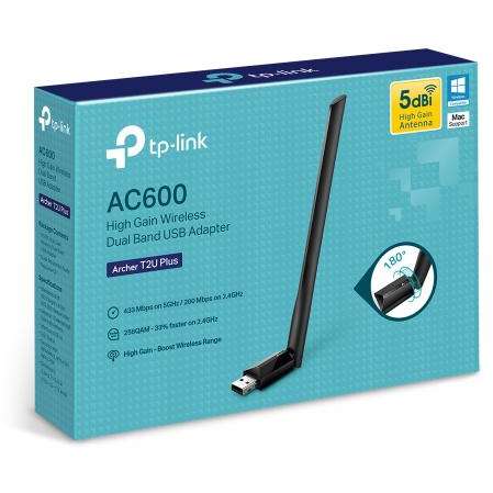 Adaptor wireless TP-Link Archer T2U AC600 USB 2.0 Black