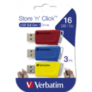 Store' n Click 3x16GB USB 3.2 Red Blue Yellow