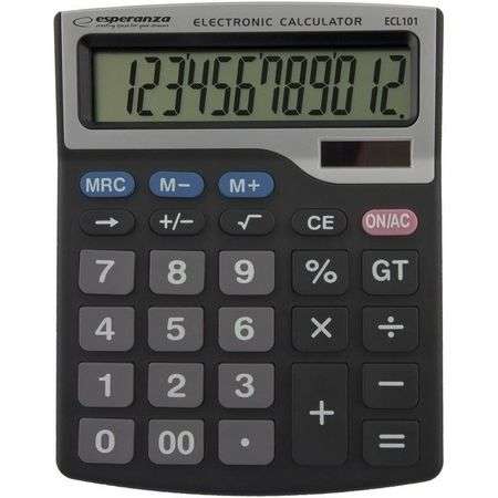 Calculator de birou Esperanza ECL101 electronic 12 digits Negru