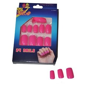 Unghii false 58303 Fluorescente set 24 bucati cu adeziv Roz