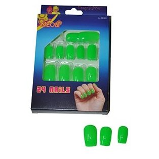 Unghii false 58302 Fluorescente set 24 bucati cu adeziv Verde