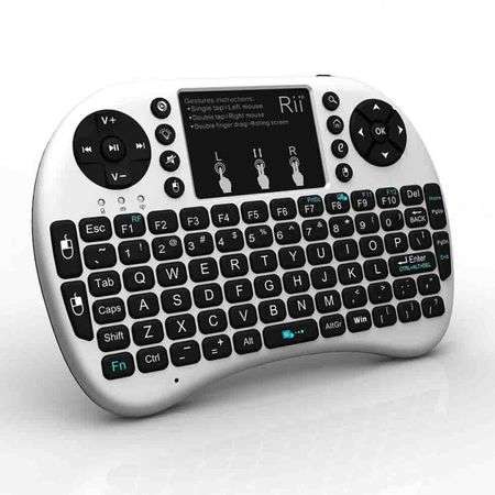 Mini tastatura Rii tek RTMWK08WPBT Bluetooth cu touchpad compatibila smart tv si playstation Alb