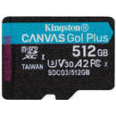 Card Kingston Canvas Go Plus microSDXC 512GB Clasa 10 U3 UHS-I 170 Mbs