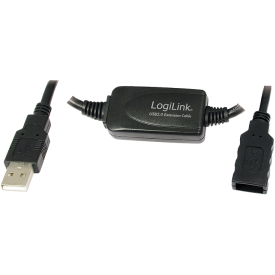 Cablu Logilink UA0146 Repeater USB 2.0 tip A male - USB 2.0 tip A female 20m Negru