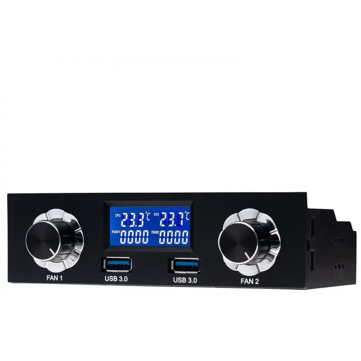 Fan Controller AK-CA-24 LCD 5.25 panel ATX case 2 x USB 3.0 Black