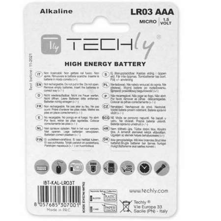 Baterii alcaline TECHLY 307001 1.5V AAA LR03 4 bucati