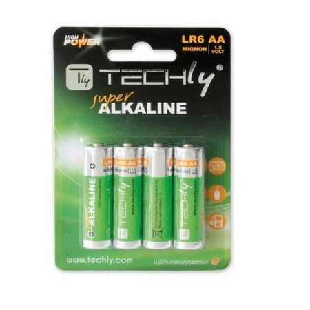 Baterii alcaline TECHLY 306974 1.5V AA LR6 4 bucati