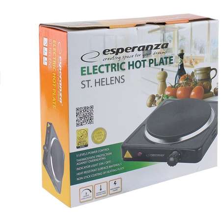 Plita electrica Esperanza EKH003K 1000W LED indicator Protectie termostatica Helens Negru/Alb