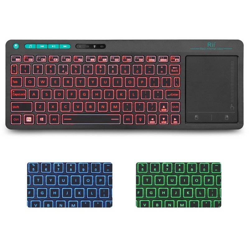 Tastatura multimedia RTMWK18P Wireless cu mouse pad Iluminata LED RGB USB Negru