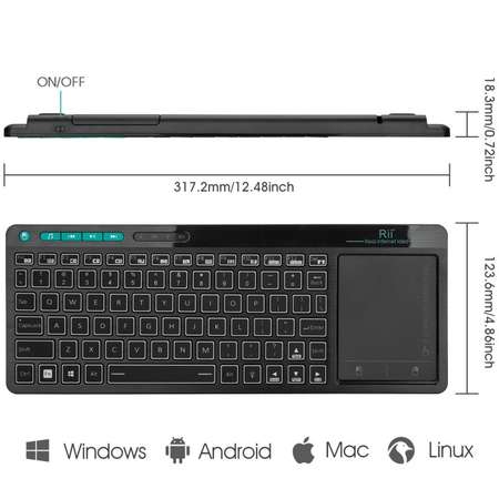 Tastatura multimedia Rii tek RTMWK18P Wireless cu mouse pad Iluminata LED RGB USB Negru