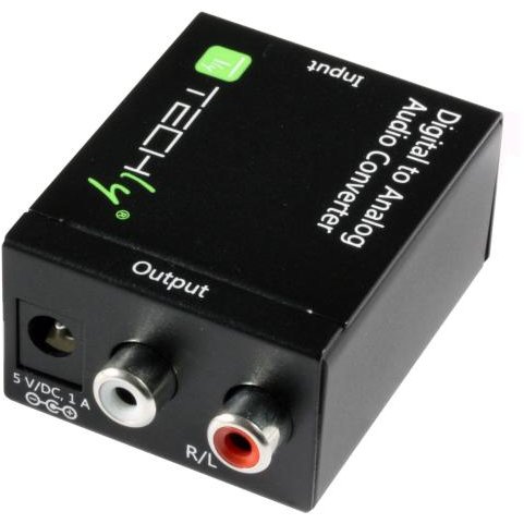 Convertor Techly 301139 Toslink SPDIF coaxial audio - analog stereo RCA Black