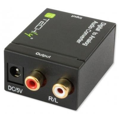 Convertor Techly 301139 Toslink SPDIF coaxial audio - analog stereo RCA Black — imaginea 3