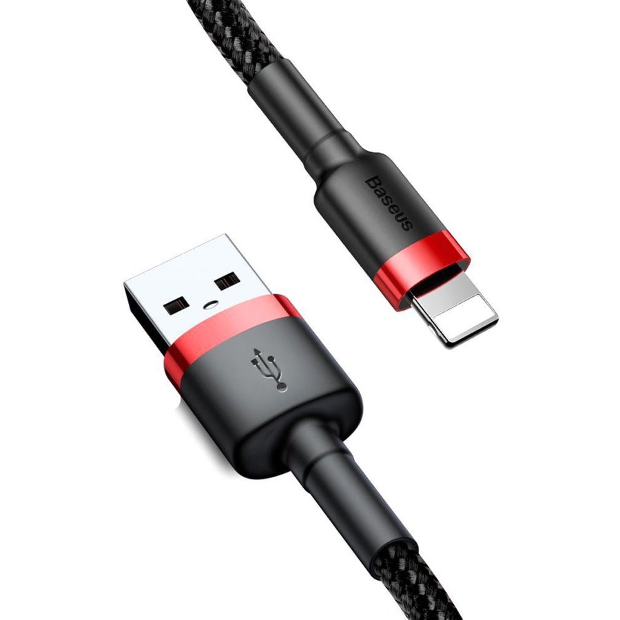 Cablu de date Cafule USB/Lightning 2m Negru/Rosu