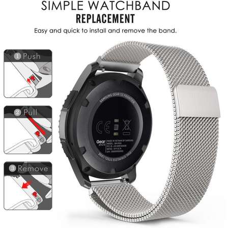 Accesoriu smartwatch TECH-PROTECT Milaneseband compatibila cu Samsung Gear S3 Classic/Frontier Silver