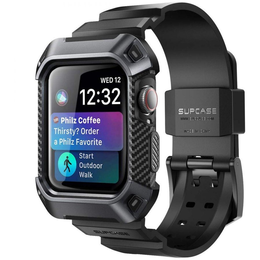 Husa si curea Unicorn Beetle Pro compatibila cu Apple Watch 4/5/6/7/SE (44/45mm) Black