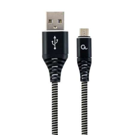 Cablu de date Gembird Premium cotton braided USB 2.0 - MicroUSB 1m Black White