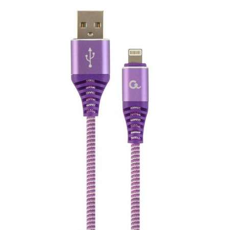 Cablu de date Gembird Premium Cotton Braided USB - Lightning 2m Purple Silver