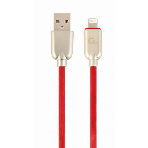 Cablu de date Premium rubber USB 2.0 - Lightning 1m Red Gold