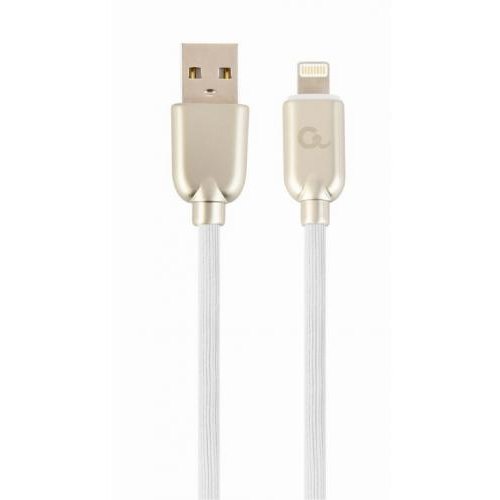 Cablu de date Premium rubber USB 2.0 - Lightning 1m White Gold