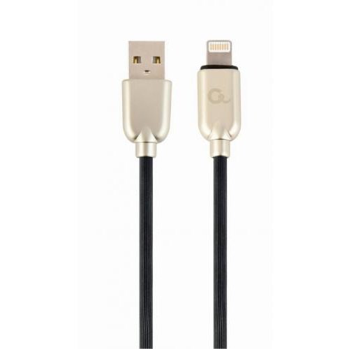 Cablu de date Premium rubber USB 2.0 - Lightning 2m Black Gold