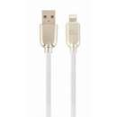 Cablu de date Gembird Premium rubber USB 2.0 - Lightning 2m White Gold