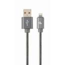 Cablu de date Gembird Premium spiral metal USB 2.0 - Lightning 2m Metallic Grey