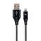 Cablu de date Gembird Premium Cotton Braided USB - Lightning 1m Black