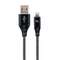 Cablu de date Gembird Premium Cotton Braided USB-C - Lightning 1m Black White