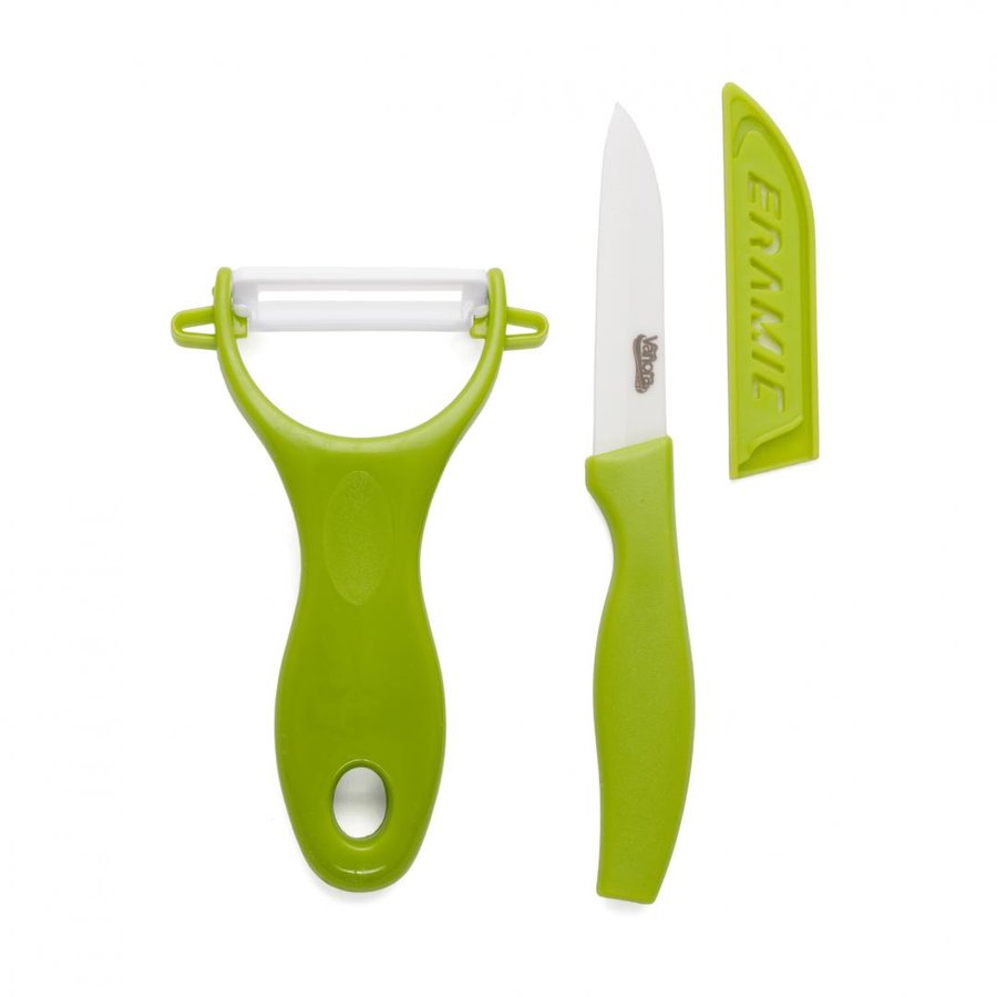 Set Cutit 8 cm plus Teaca si Curatator legume Verde