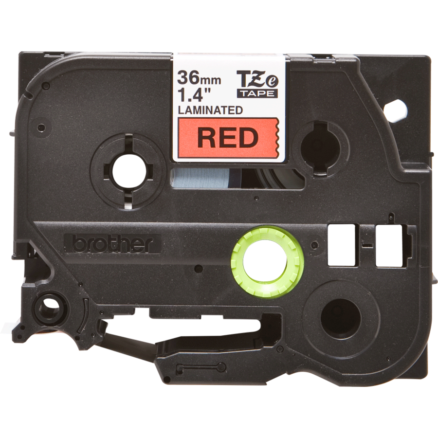 Banda continua laminata TZE461  36mm 8m Negru pe Rosu