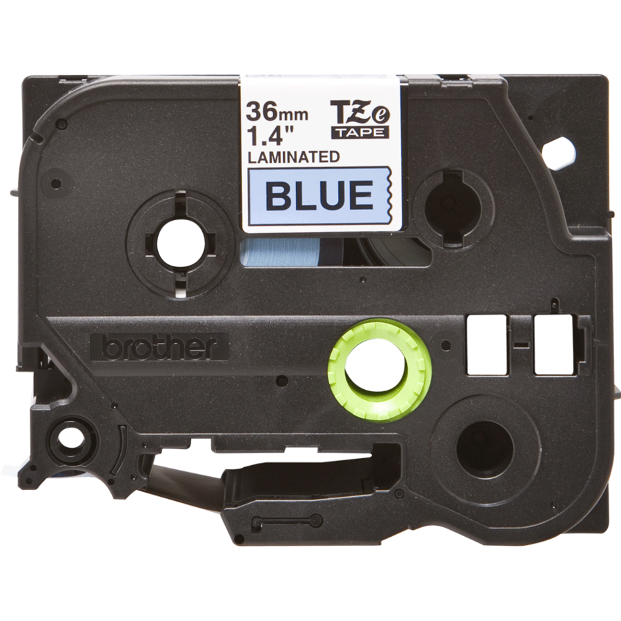Banda continua laminata TZE561  36mm 8m Negru pe Albastru