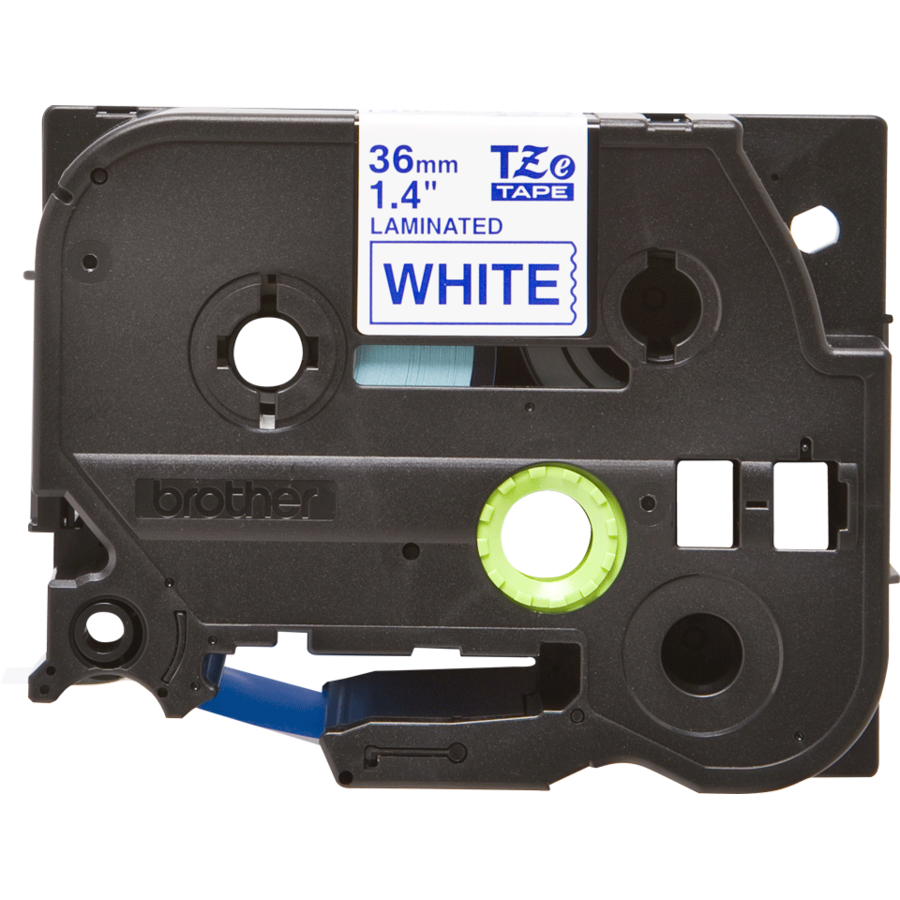 Banda continua laminata TZE263  36mm 8m Albastru pe Alb
