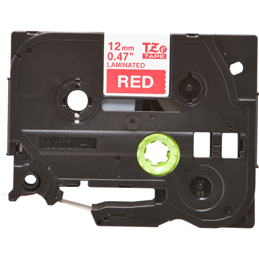 Banda continua laminata TZE435  12mm 8m Alb pe Rosu