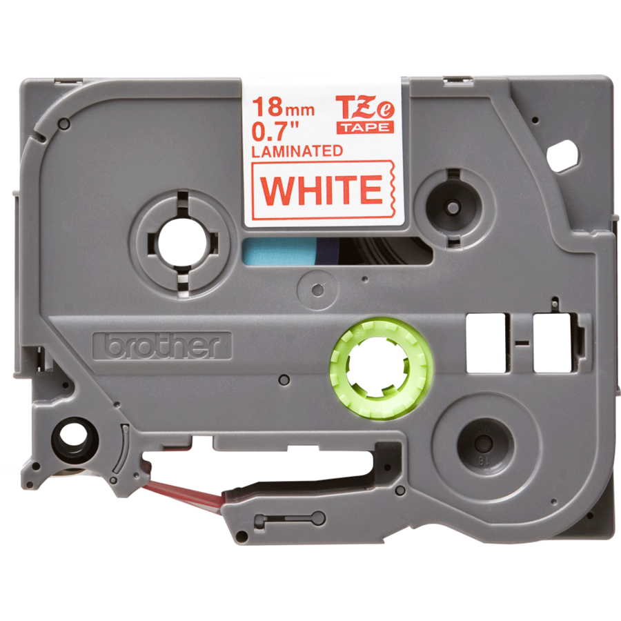 Banda continua laminata TZE242  18mm 8m Rosu pe Alb