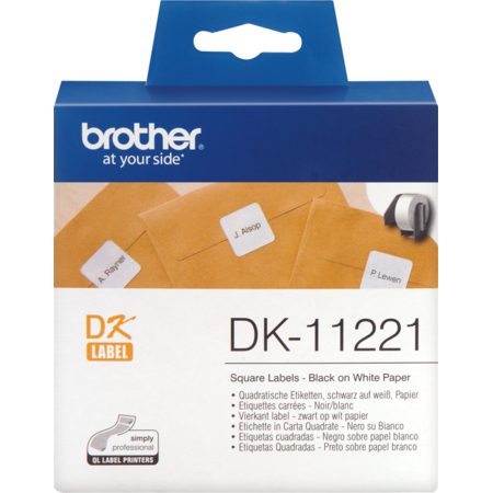 Banda de etichete Brother DK11221  23x23mm Negru pe Alb