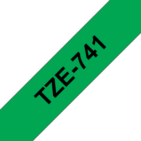Banda continua laminata Brother TZE741  18mm 8m Negru pe Verde