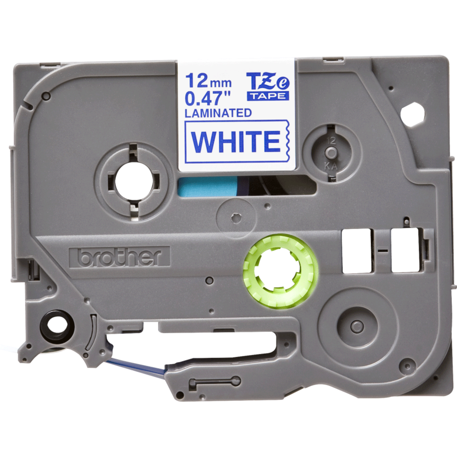 Banda continua laminata TZE233  12mm 8m Albastru pe Alb