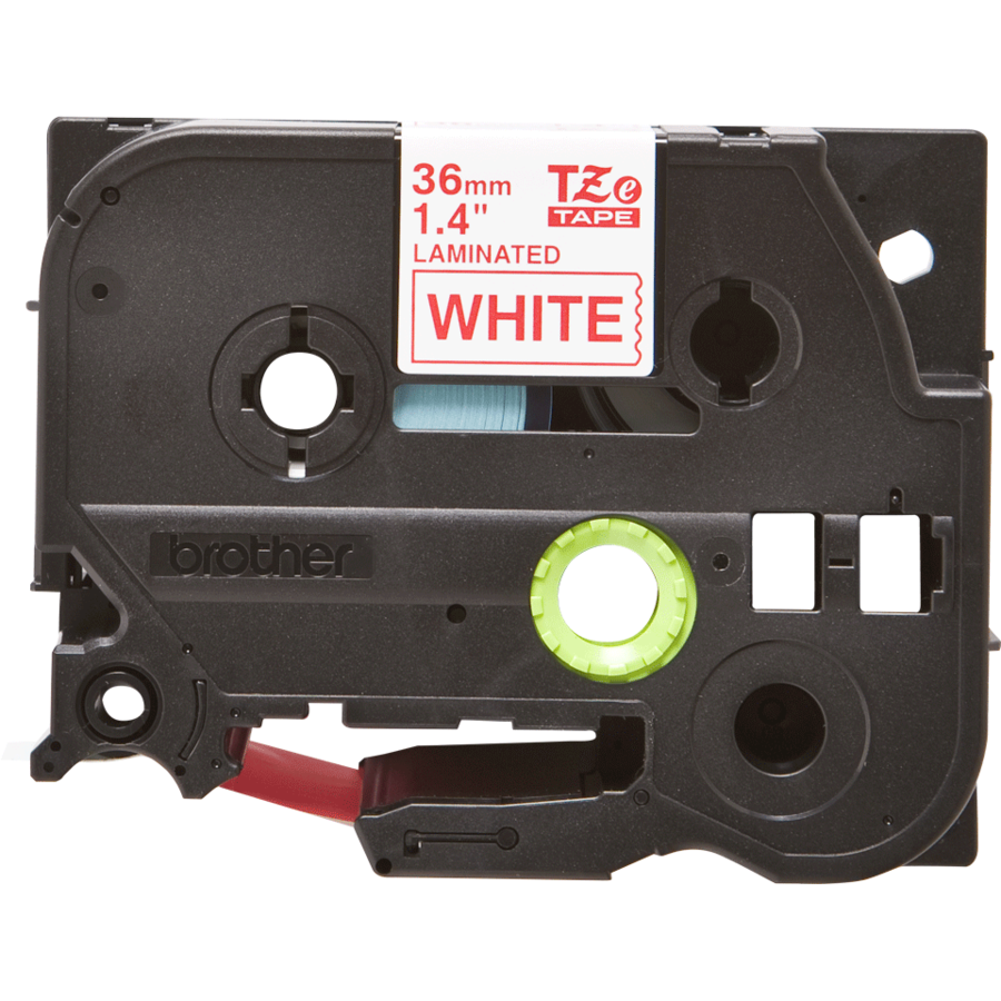 Banda continua laminata TZE262  36mm 8m Rosu pe Alb