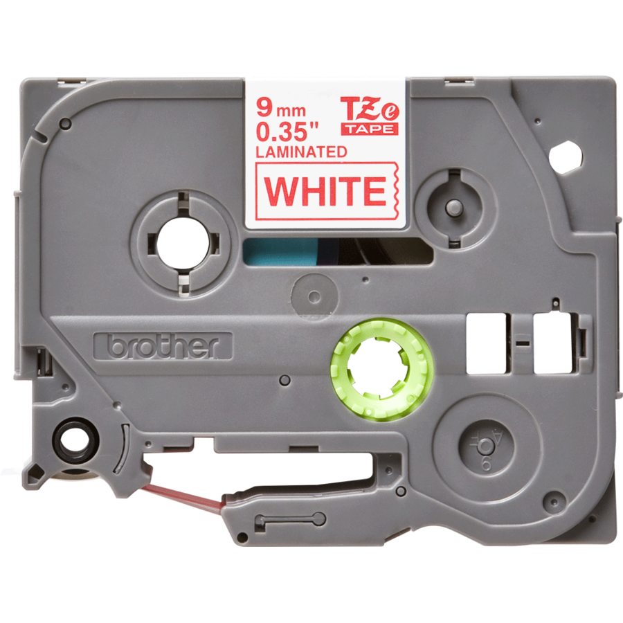 Banda continua laminata TZE222  9mm 8m Rosu pe Alb