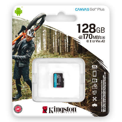 Card Kingston Canvas Go Plus microSDXC 128GB Clasa 10 U3 UHS-I 170 Mbs