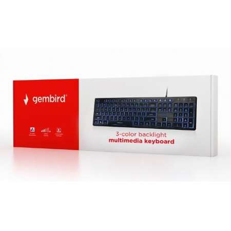 Tastatura Gembird KB-UML3-01 Interfata USB Iluminare 3 Culori Lungime Cablu 1.45 m Black