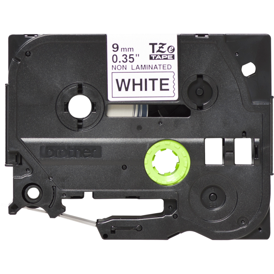Banda continua nelaminata TZEN221  9mm 8m Negru pe Alb