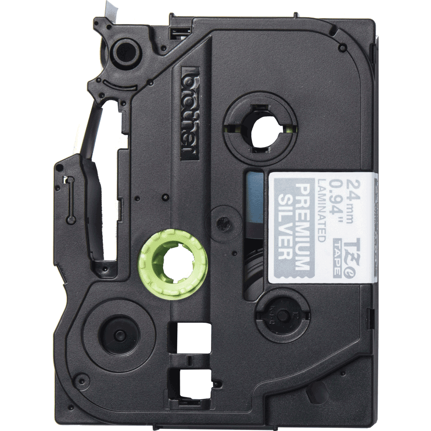 Banda continua laminata premium TZEPR955  24mm 8m Alb pe Argintiu sclipitor