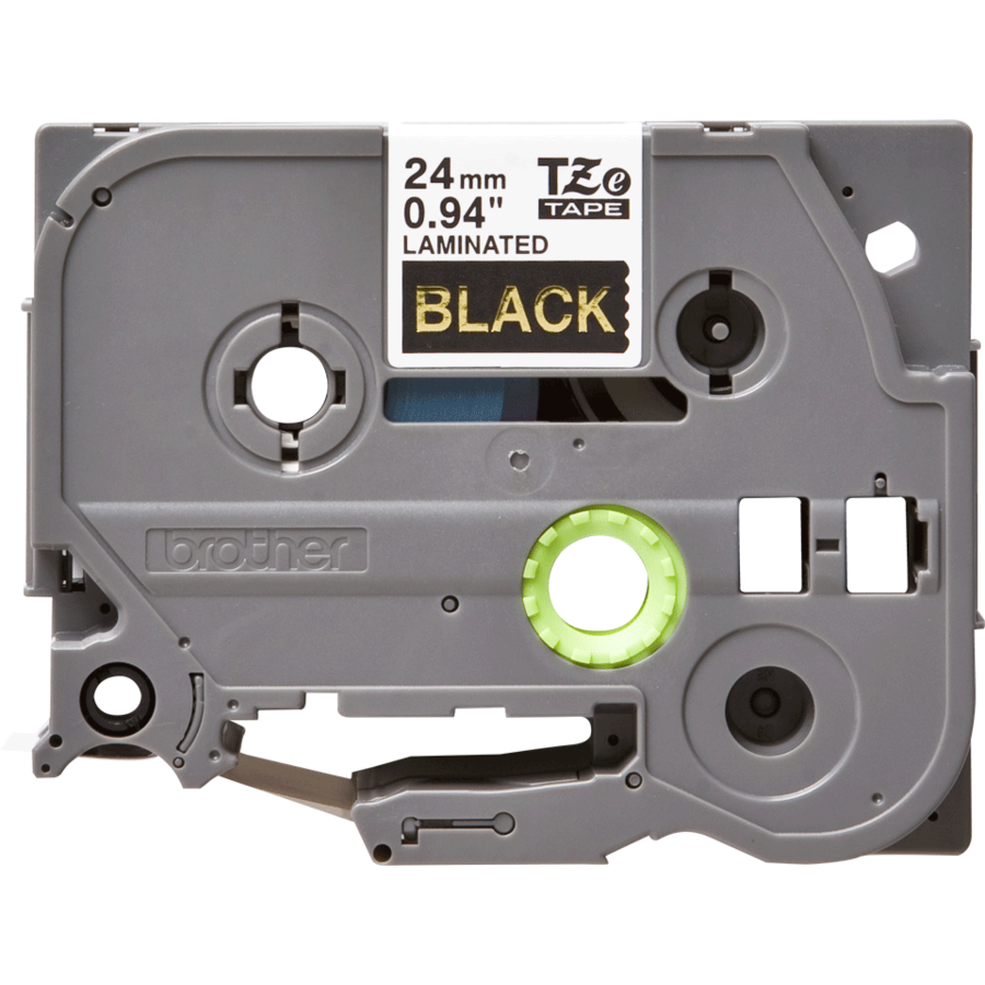 Banda continua laminata TZE354  24mm 8m Auriu pe Negru