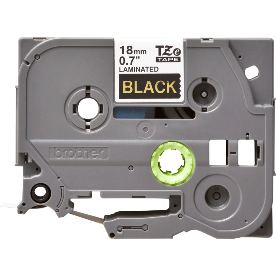 Banda continua laminata TZE344 18mm 8m Auriu pe Negru