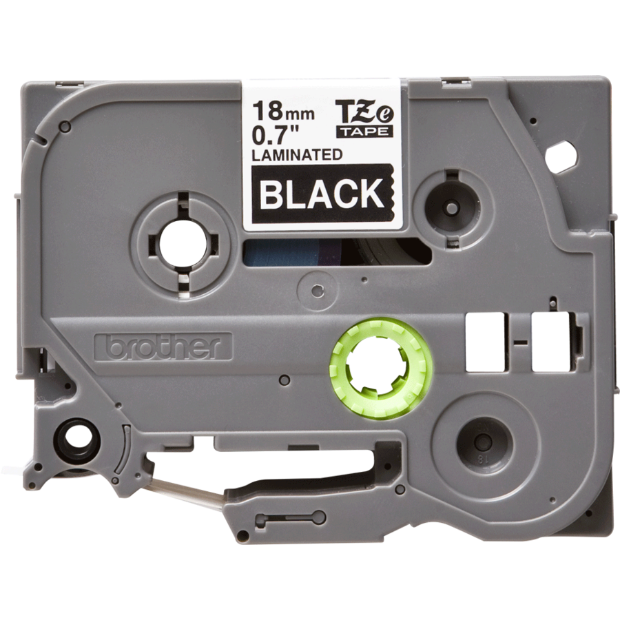 Banda continua laminata TZE345  18mm 8m Alb pe Negru