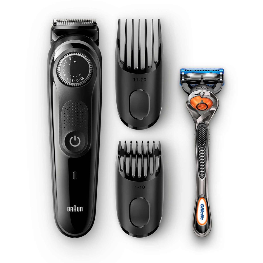 Aparat pentru ingrijirea barbii + Gillette Fusion5 ProGlide BT5042 lavabil 39 setari taiere acumulator Negru