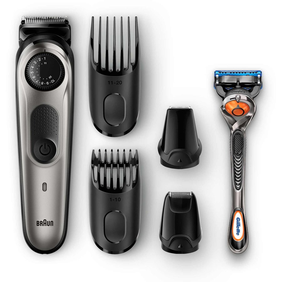 Aparat de tuns barba si parul + Gillette Fusion5 ProGlide BT7020 lavabil 39 setari taiere acumulator Negru Argintiu