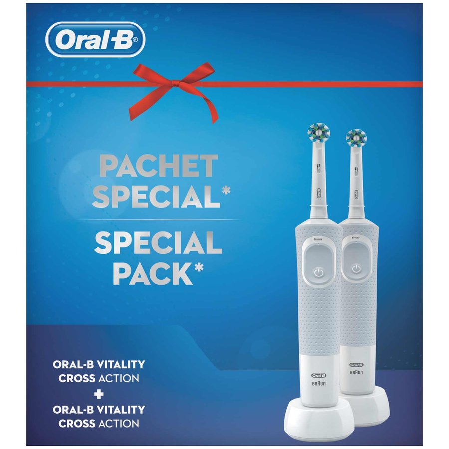 Pachet 2 periute electrice Vitality Cross Action Curatare 2D Alb