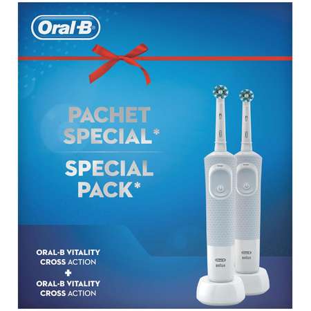 Pachet 2 periute electrice Oral-B Vitality Cross Action Curatare 2D Alb